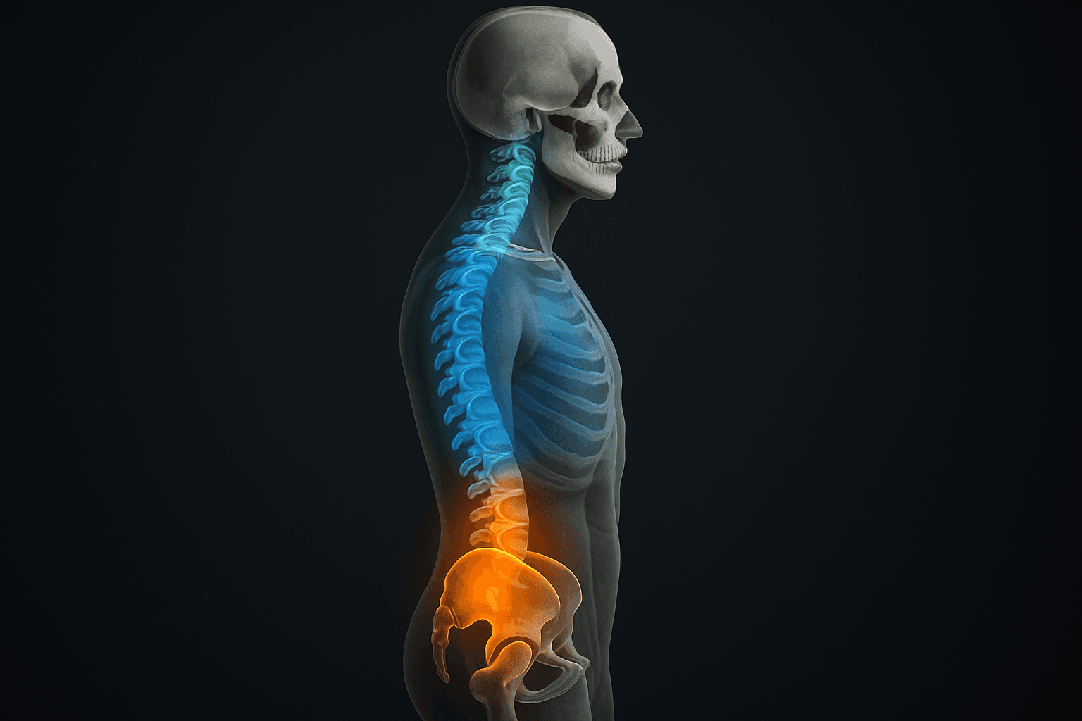 The three regions of posture: pelvis, thoracic spine, and cervical spine
