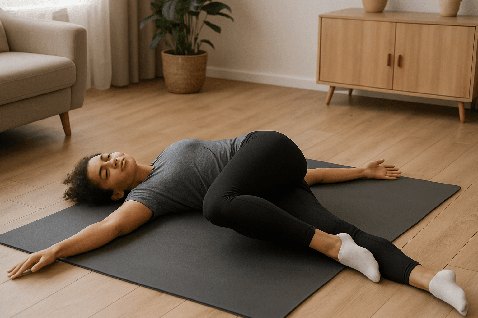 Illustration for Hip Crossover Stretch: How to Do It for Rotation and Pain Relief