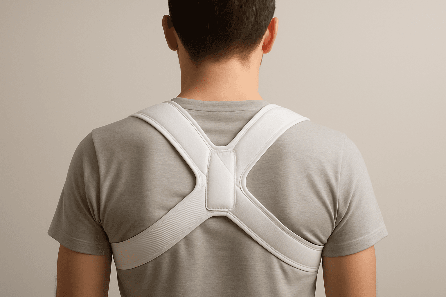 Posture corrector brace worn on the upper back and shoulders